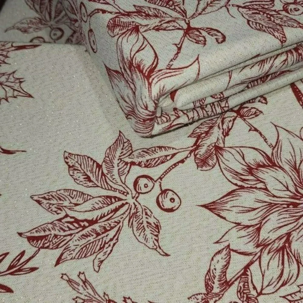 Rachel Ashwell Poinsettia Flowers Tablecloth 60x84in Oblong Gold‎ Accents